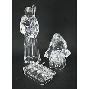 Vintage Mikasa Crystal Nativity Figurines Mary Joseph Baby Jesus
